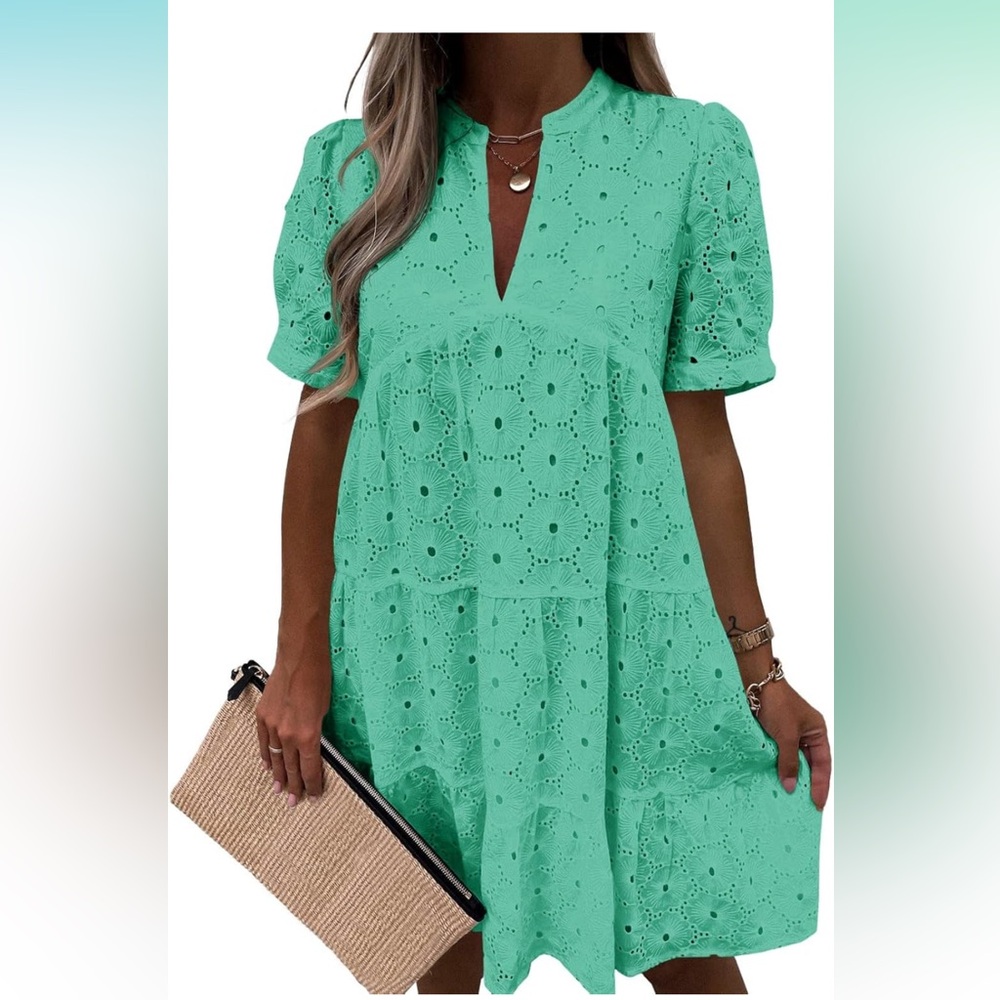 Mint Green Eyelet Dress
